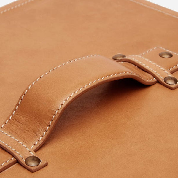 Aged Camel Leather Hamper