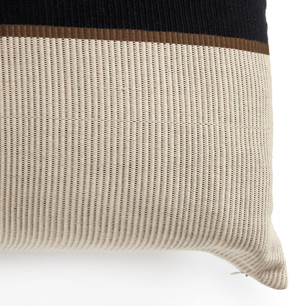 Handwoven Black & Beige Pillow - 22x22