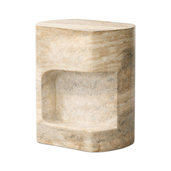 Travertine Cast Concrete End Table