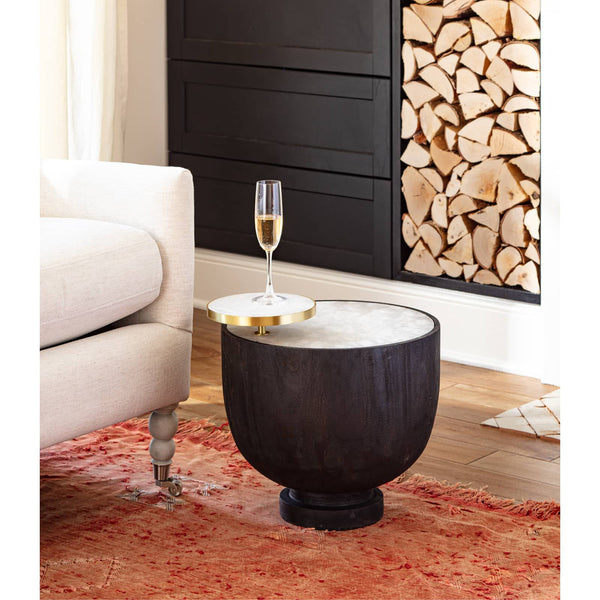 Theo Accent Table - The natural beauty of the alabaster tops our Theo