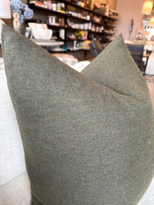 Olive Wool Pillow with Insert