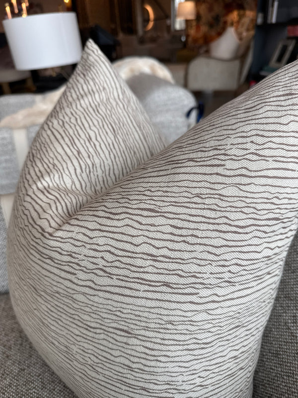 Brown + Tan Wave Pillow with Insert
