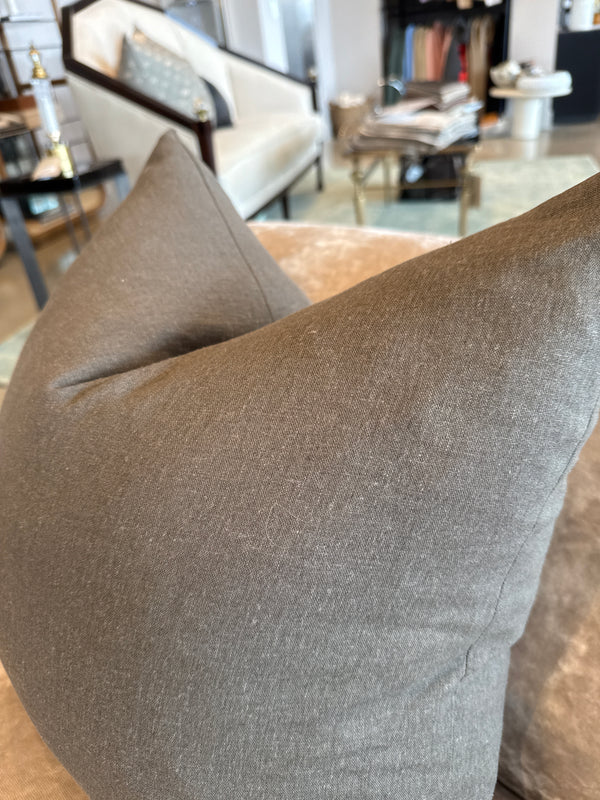 Brown + Olive Linen Pillow with Insert