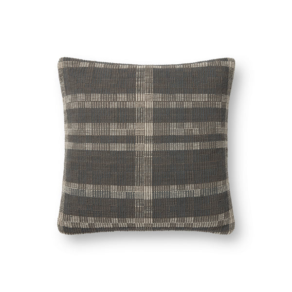Amber Lewis x Loloi Cove Smoke / Natural 18'' x 18'' Cover w/Poly Pillow