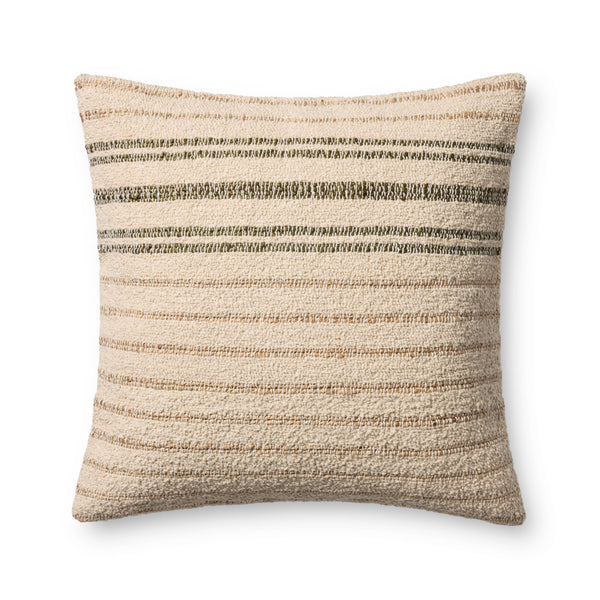 Amber Lewis x Loloi Atley Natural / Olive 22'' x 22'' Cover w/Poly Pillow