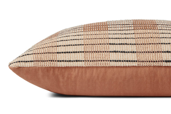 Amber Lewis x Loloi PAL0010 Ivory / Brown 13" x 21" Cover w/Down Pillow