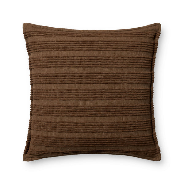 Amber Lewis x Loloi Aspyn Brown 22'' x 22'' Cover w/Poly Pillow