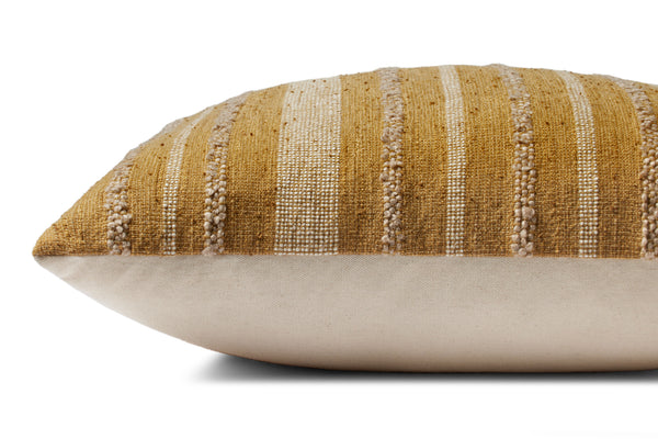 Amber Lewis x Loloi Elowen PAL0039 Gold 18'' x 18'' Cover w/Poly Pillow