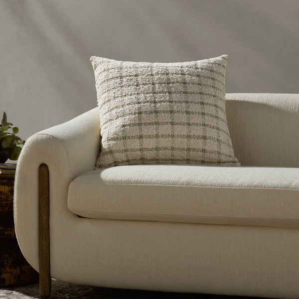 Ivory and Green Plaid Pillow