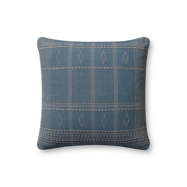 Angela Rose x Loloi Lina Blue / Slate 18'' x 18'' Cover w/Poly Pillow