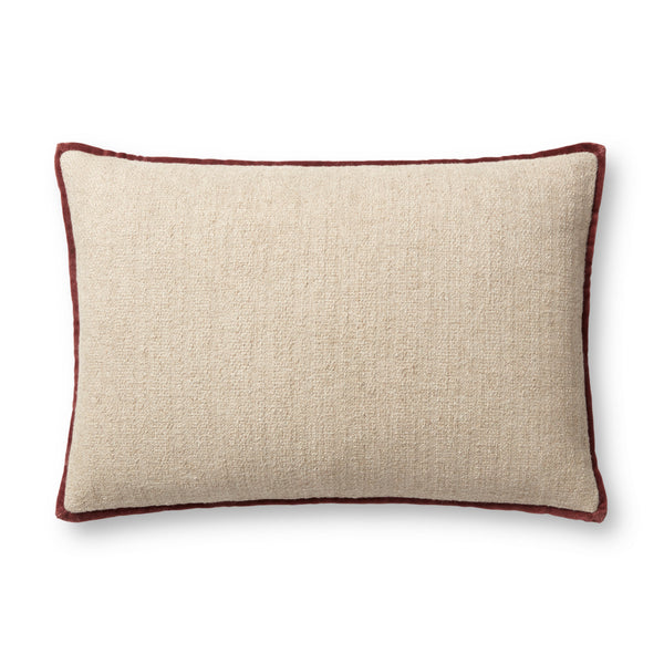 Amber Lewis x Loloi Aveline PAL0035 Ivory / Wine 16'' x 26'' Cover w/Poly Pillow