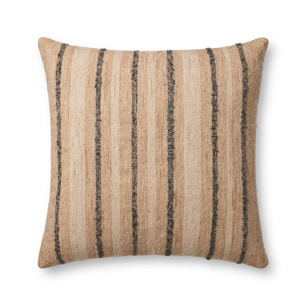 Amber Lewis x Loloi Elowen PAL0038 Natural / Blue 22'' x 22'' Cover w/Poly Pillow