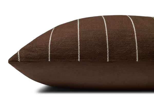Amber Lewis x Loloi Keisha Chocolate / Natural 18'' x 18'' Cover w/Poly Pillow