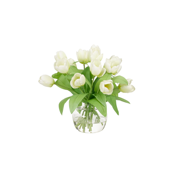 White Tulips in Glass Vase