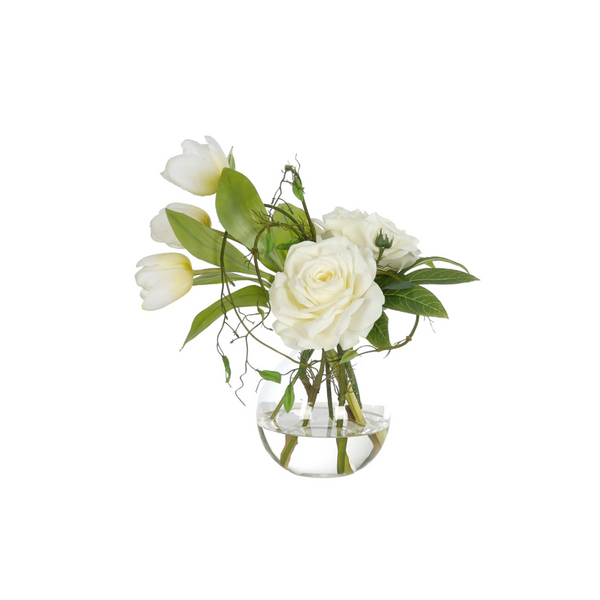 Tulip Rose in Glass Vase
