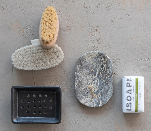 Oval Travertine Soap Dish