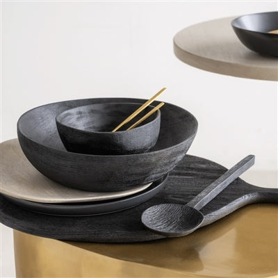 Smokey Black Wood Serving Bowl
