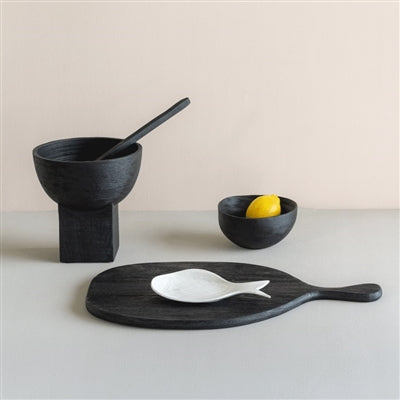 Smokey Black Wood Serving Bowl