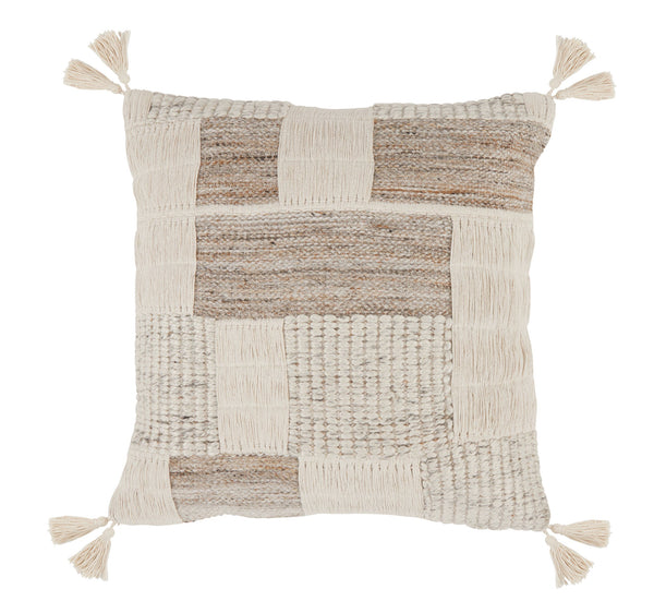 Gray/Ivory Tassel Pillow - 22x22