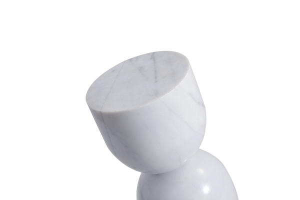 Apothecary Tall White Marble End Table