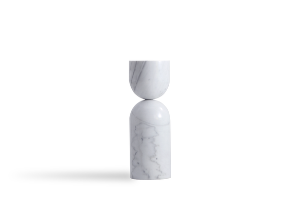 Apothecary Tall White Marble End Table