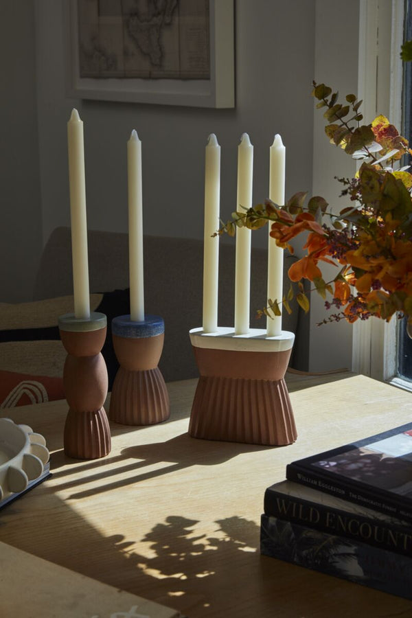 Terracotta Ribbed Candleholder