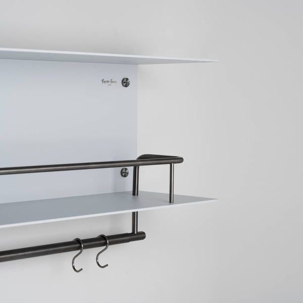 KITCHEN SHELF / HANGER / STONE / WITH LOGO / GUN METAL