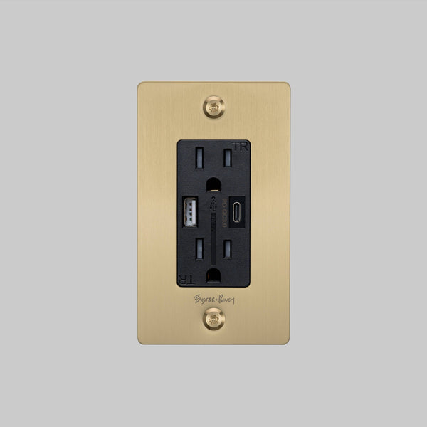 1G DUPLEX OUTLET / USB A + C / LINEAR / WITH LOGO