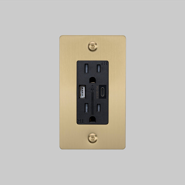 1G DUPLEX OUTLET / USB A + C / LINEAR / WITHOUT LOGO