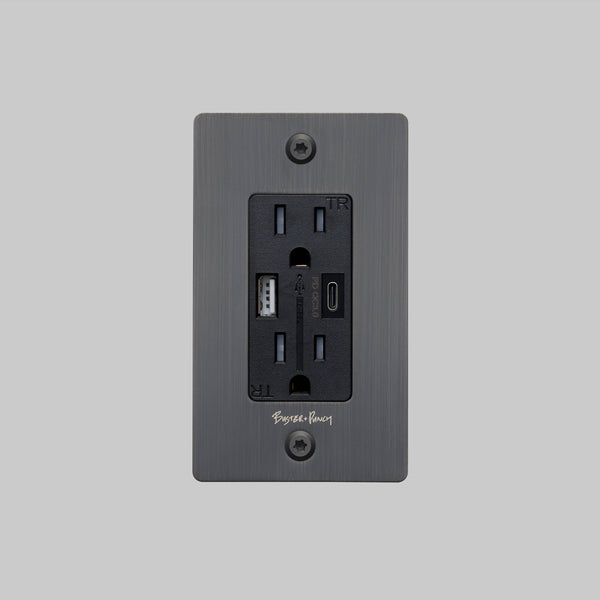 1G DUPLEX OUTLET / USB A + C / LINEAR / WITH LOGO