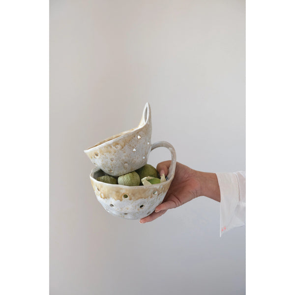 Stoneware Colanders with Handles - Set of 2
