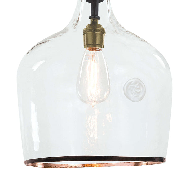 Demi John Pendant Small - A glass demijohn bottle hangs from twisted jute ro