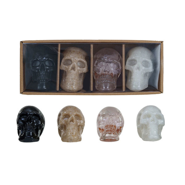 Resin Skulls in Box - Set of 4