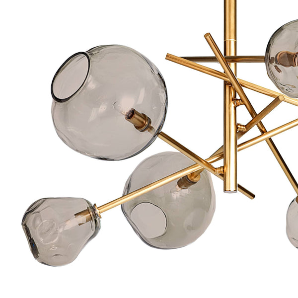 Molten Chandelier - Natural variation of the smoked glass shade create