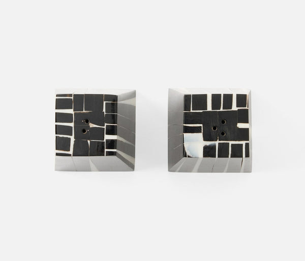 Black/White Striped Salt And Pepper Shakers