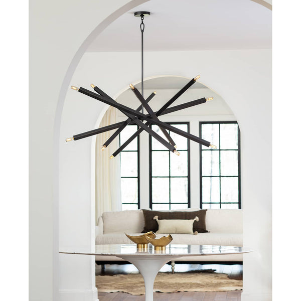 Contemporary Oil-Rubbed Bronze Rod Chandelier - Contemporary cool: Sleek metal rods seemingly bala