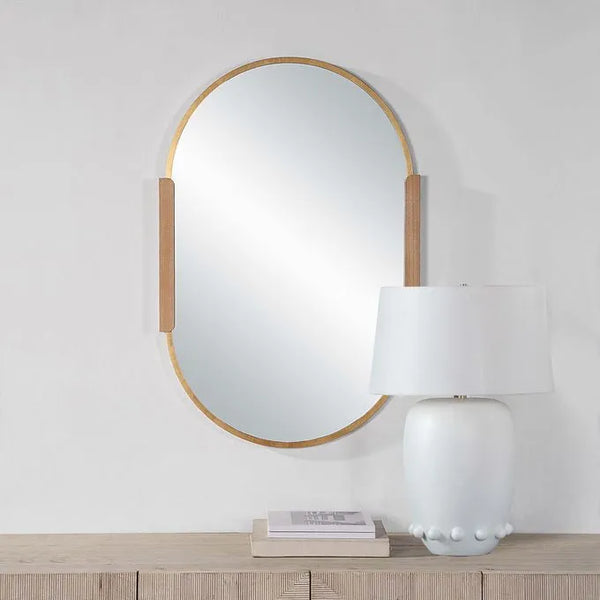 Gold Leaf Oval Wall Mount Mirror