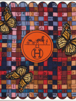 Silk Tapestry - Hermes Rust Bolduc-12"x12" - 3-4 weeks lead time