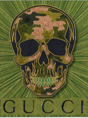 Memento Mori Green Camo 12"x12" - Skulls serve as profound emblems, intricately wove