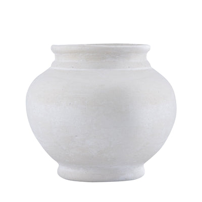 Natural White Paper Mache Pot