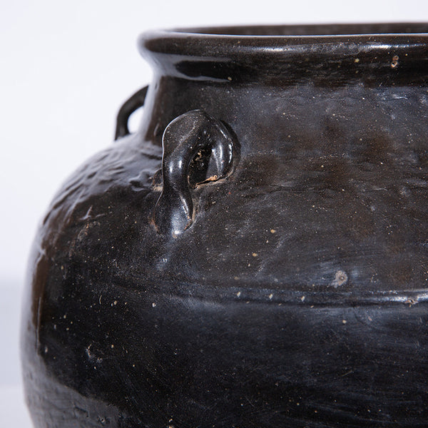 Vintage Black Four Handle Jar