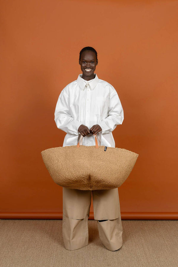 Kiondo floor basket | Brown with handles XXL
