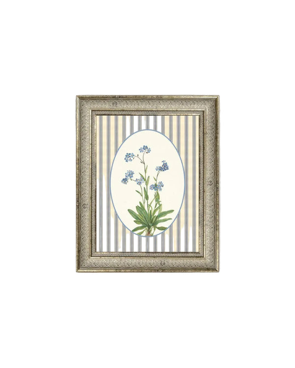 Blue Blooms on Stripe