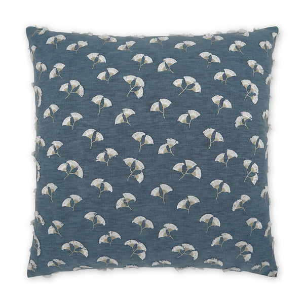 Indigo Floral Tassel Pillow