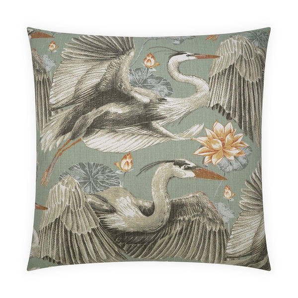 Seafoam Sandhill Crane Pillow