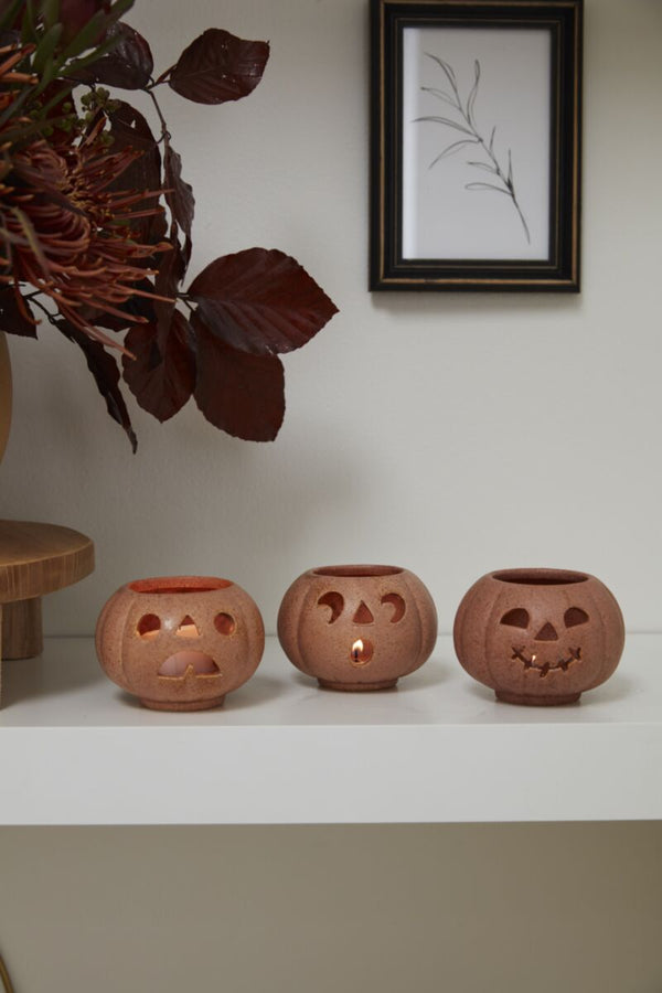 Grinning Pumpkins Votive - Set of 3