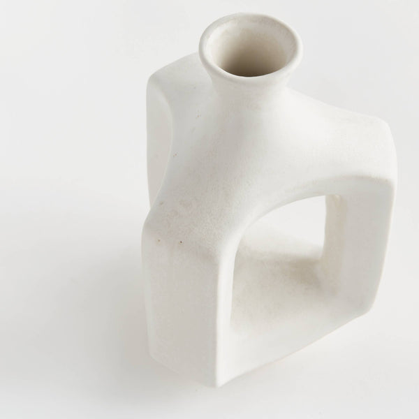 Sonya Vase Short, White