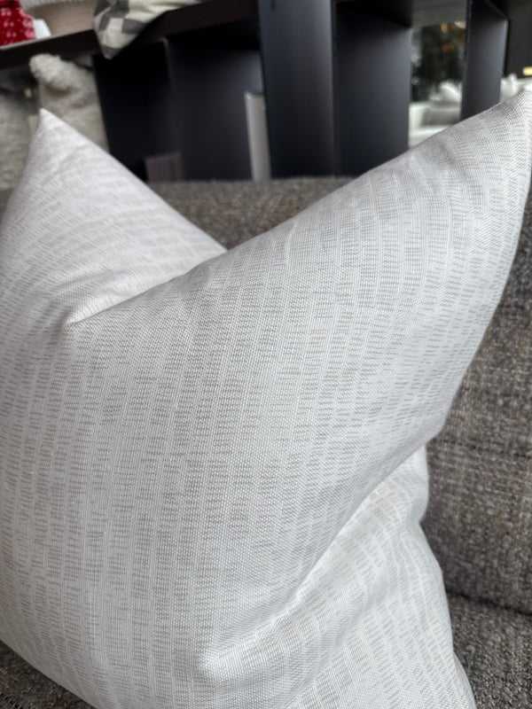 White + Tan Linen Pillow with Insert