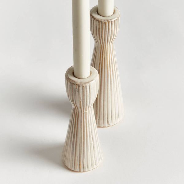 Lesley Taper Holders, Cream