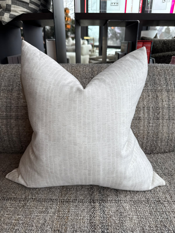 White + Tan Linen Pillow with Insert